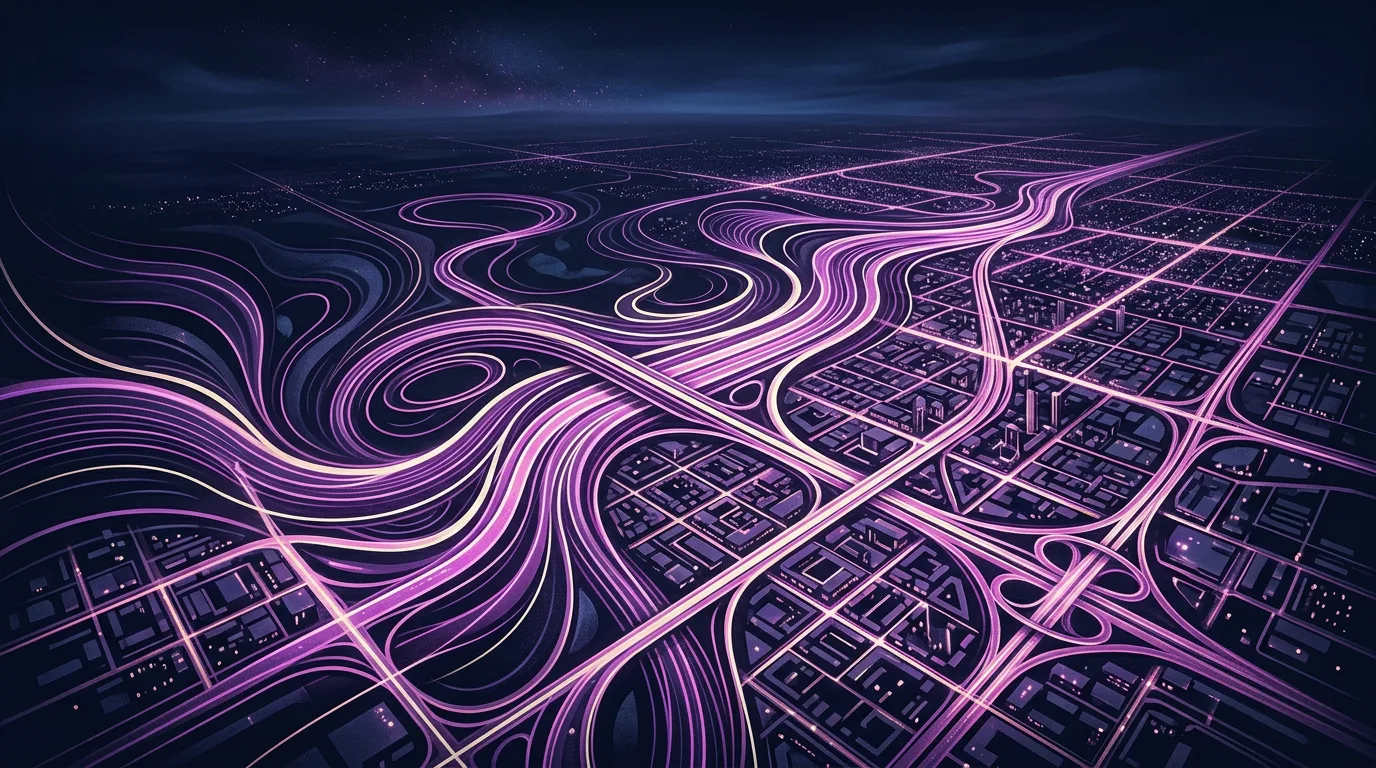 Abstrakte Darstellung von Vertragslinien und Straßennetz, Hero Über uns, 1920x1080 Pixel